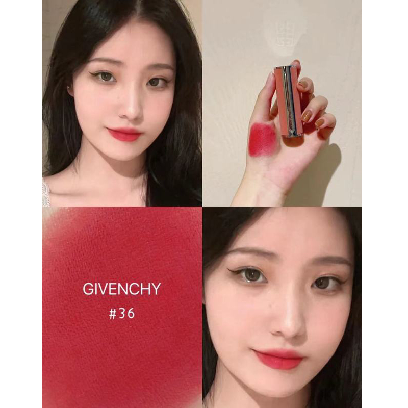 新品纪梵希givenchy高定香榭粉丝绒口红34gn36珊瑚苹果红