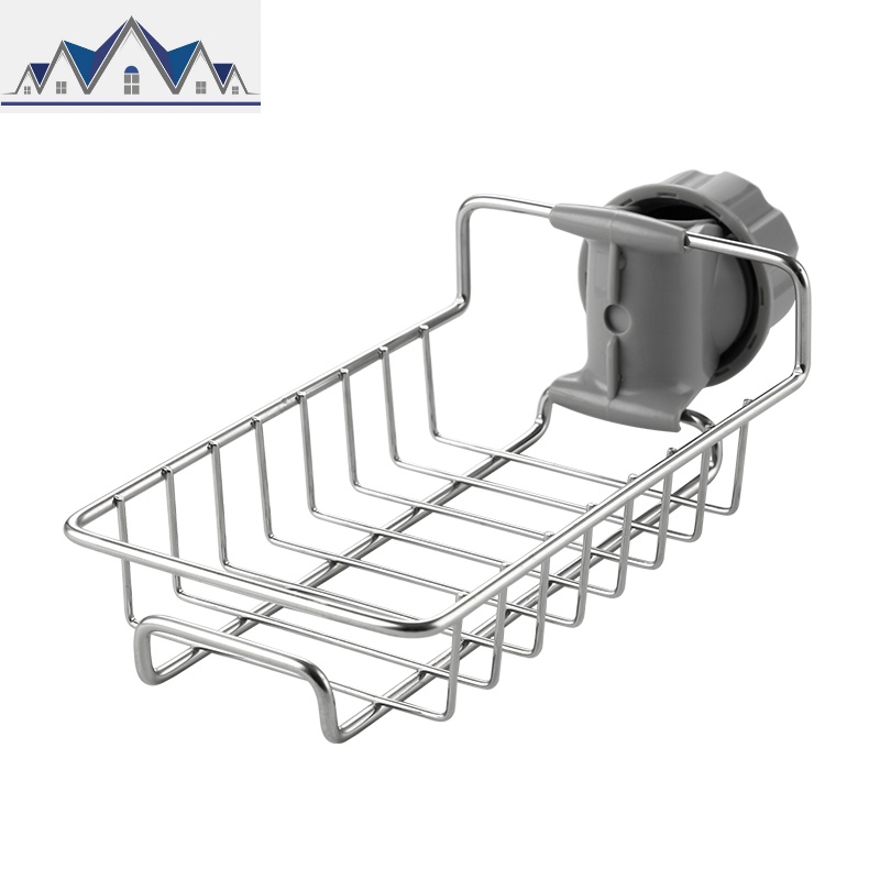 厨房水龙头置物架家用不锈钢水沥水篮免打孔水池海绵抹布挂架_1_743高清大图