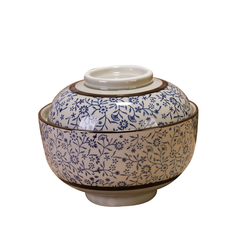 瓷物语饭碗隔水炖盅日式带盖陶瓷燕窝蒸蛋羹盖碗豆腐脑甜品青花