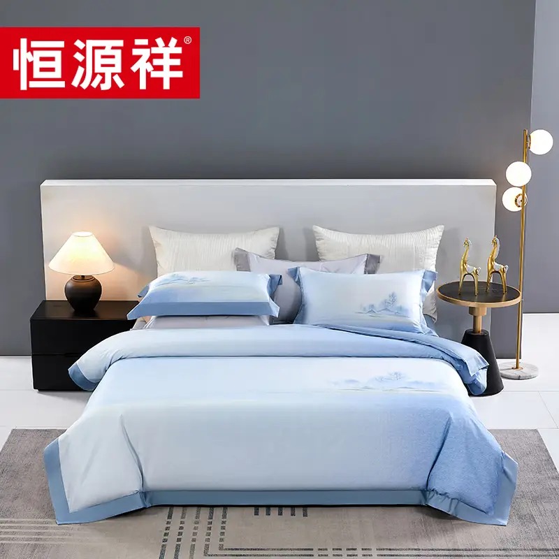 恒源祥TBK3024浮光林樾-蓝100支数码四件套220*240单位:套