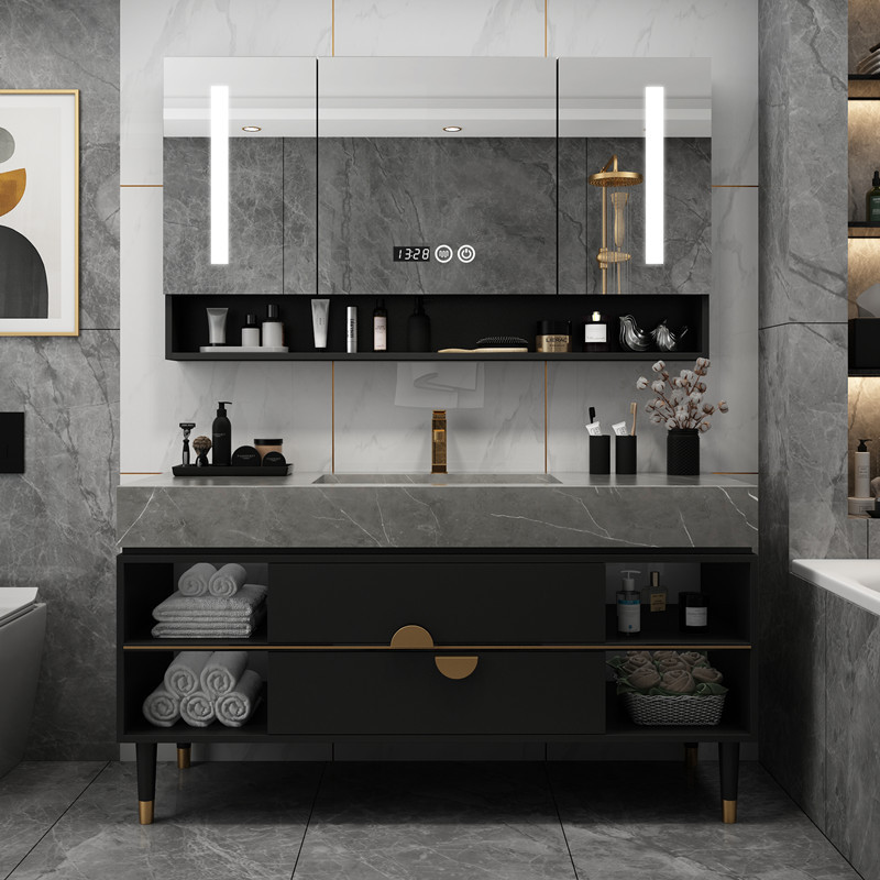 面盆轻奢洗手池卫生间洗漱台闪电客浴室柜10主柜智能镜柜岩板陶瓷盆