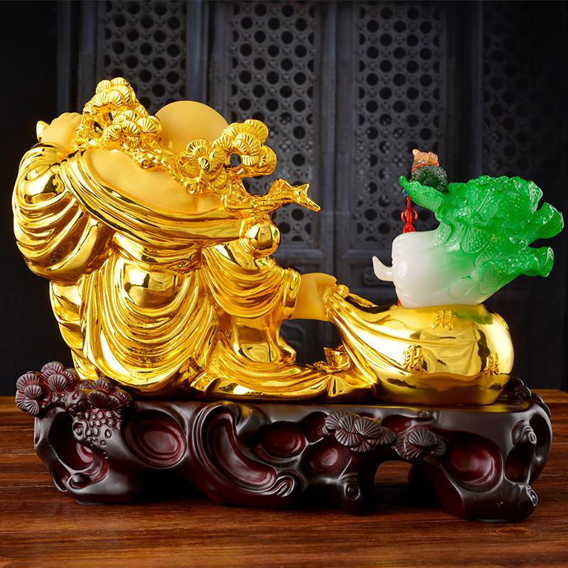 美帮汇福到财到弥勒佛摆件白菜摆件创意家居客厅摆设乔迁开业礼品高清大图