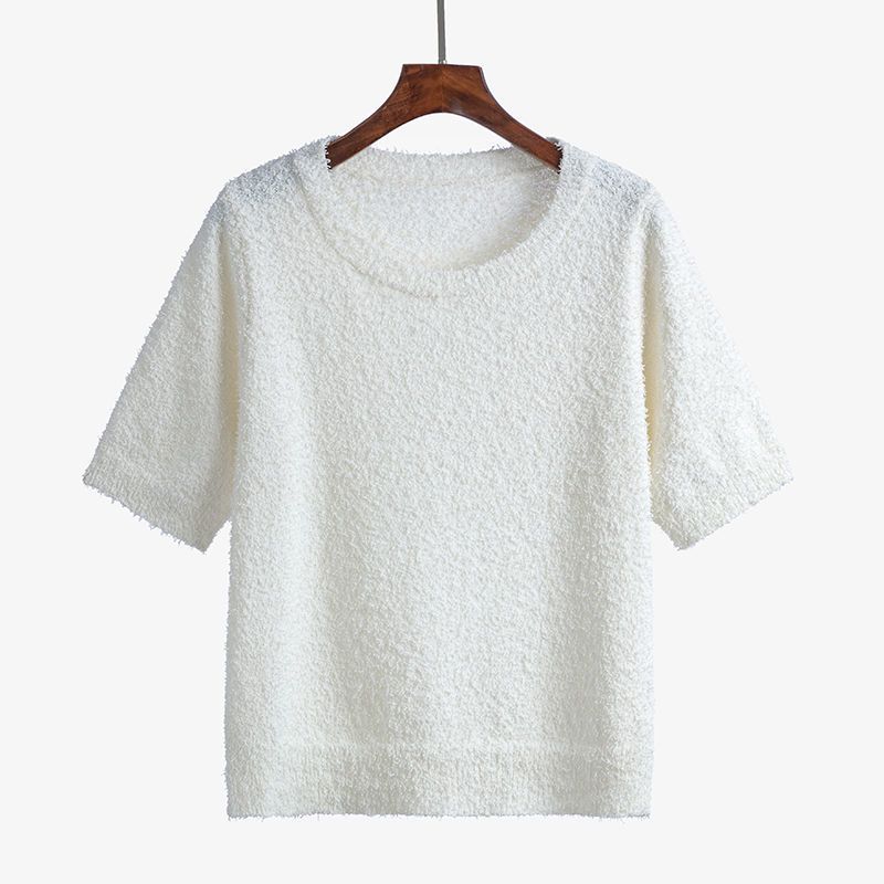 美动态大码女装纯色圆领短袖t恤女2022夏季200斤胖mm显瘦针织上衣