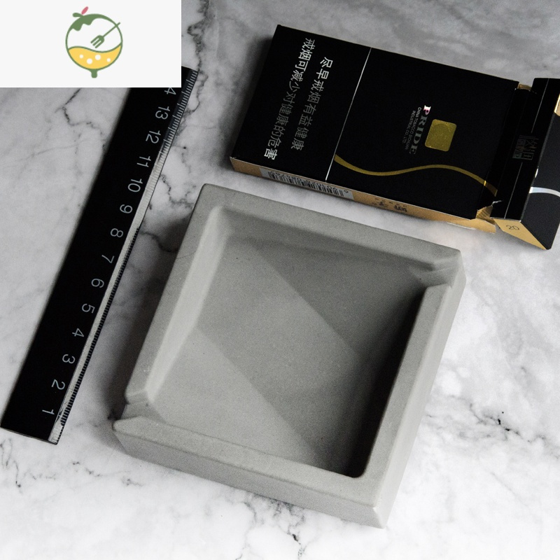 YICHENG北欧ins水泥烟灰缸工业创意个性潮流现代简约客厅家用有盖防风女 12cm(烟沙)
