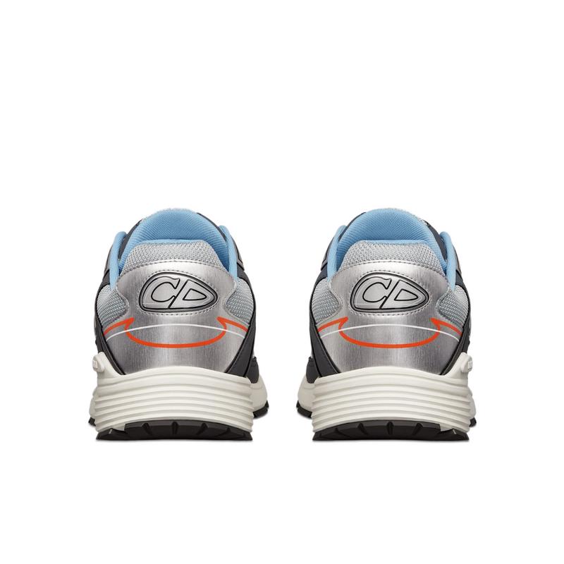 迪奥(Dior)男士休闲跑步鞋灰色网眼拼接小牛皮低帮系带运动鞋高清大图