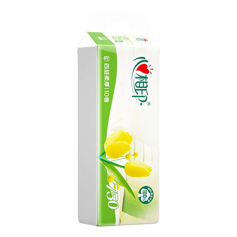 心相印 优选郁金香系列4层无芯卫生纸 75g/卷 10卷/提 5提装 LR910高清大图