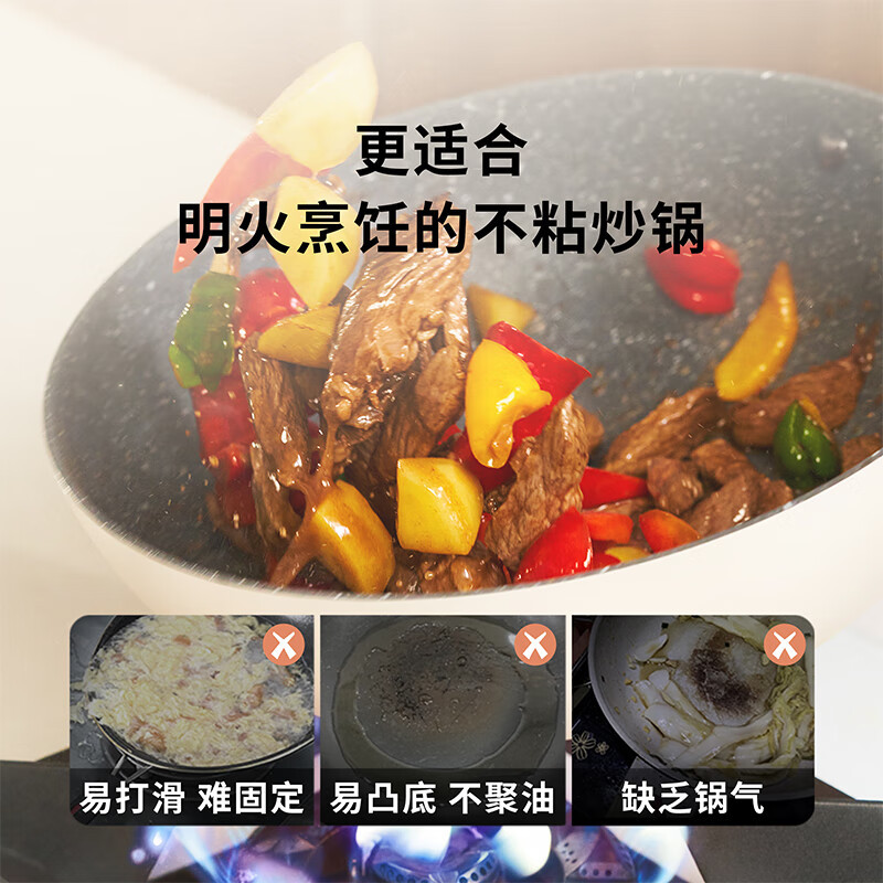 老板(ROBAM) 厨用炒锅防滑圆底不粘炒锅(白)PDL-BR1W 32cm高清大图