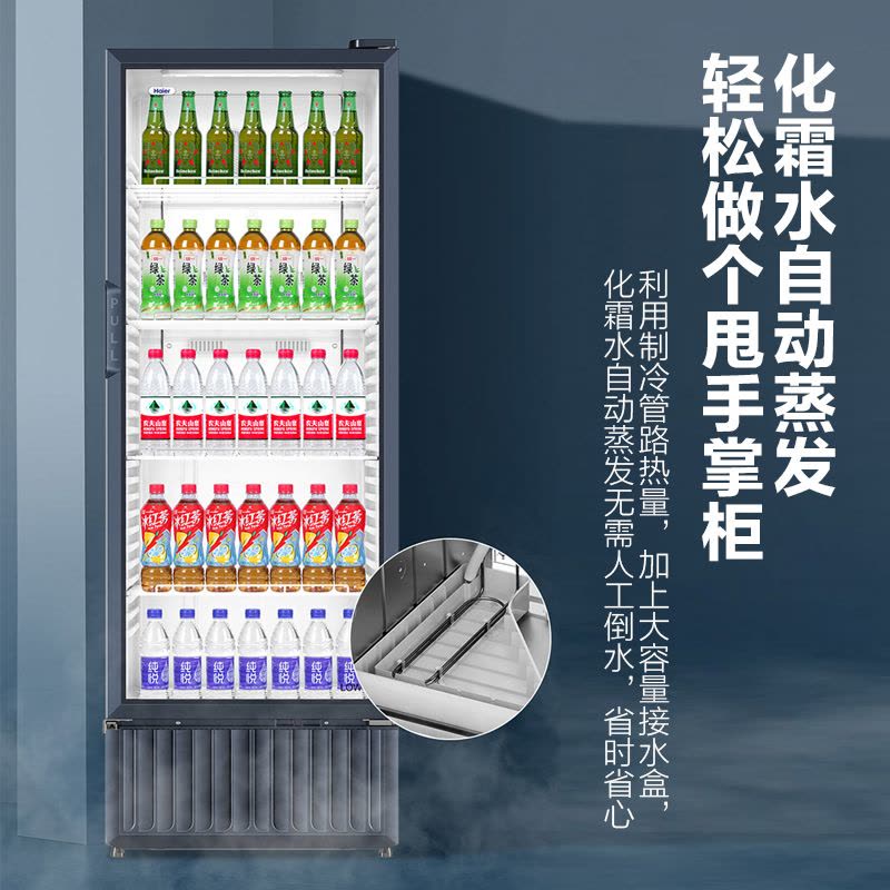 海尔(Haier)展示柜冷藏保鲜柜家用立式冰柜商用大容量冷柜商超便利店啤酒饮料柜SC-339J图片
