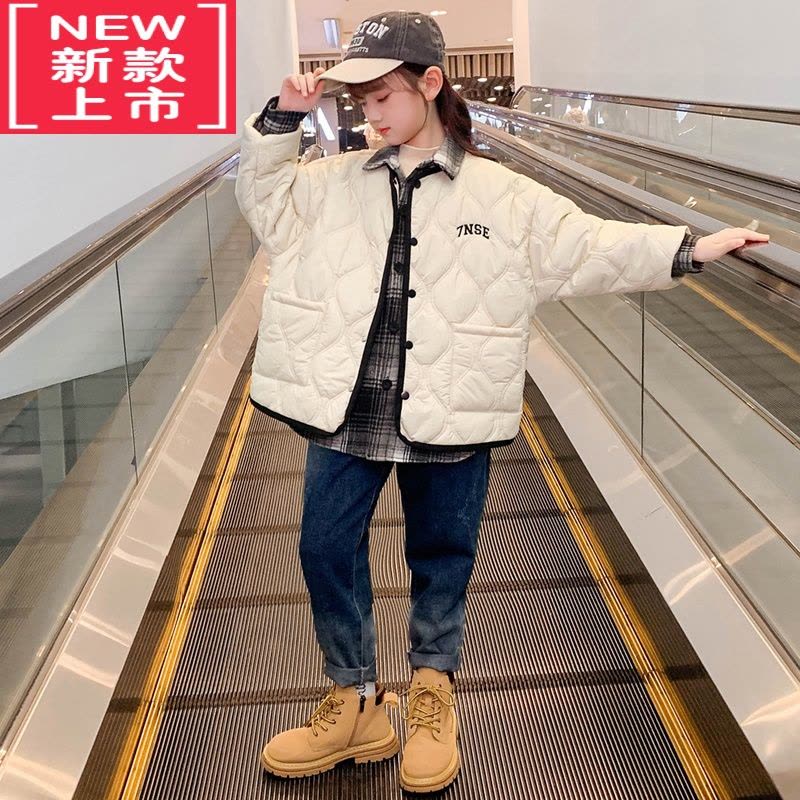 可莉允女童秋冬外套2022新款洋气时髦儿童女孩大童加厚棉服冬季夹棉棉袄图片