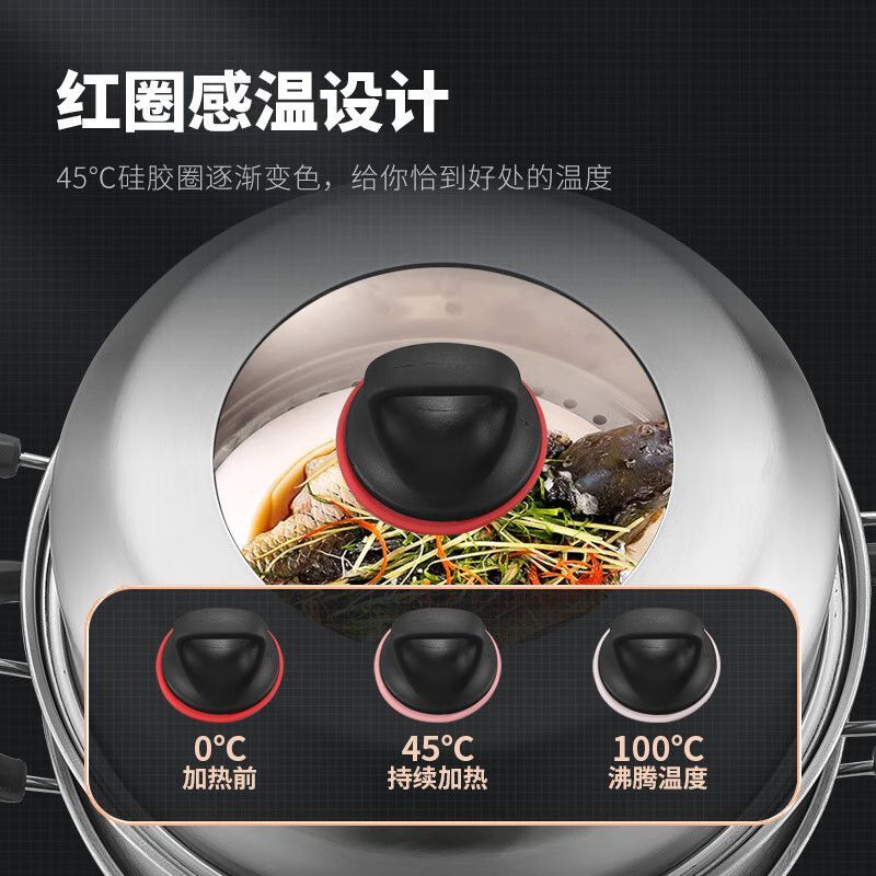 美厨(MAXCOOK)不锈钢蒸锅 蒸煮两用 复底感温双层蒸锅32cm高清大图