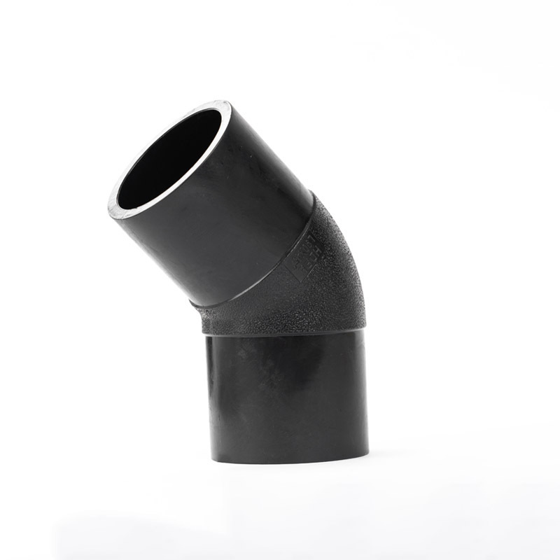 艾克心 PE管材管件 hdpe对接弯头 45度弯 pe对焊45°弯头 斜弯管道接头 L160 5个/组(单位:组)