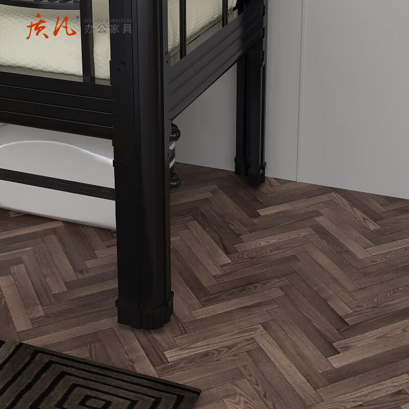 质凡黑色钢制单层床宿舍床2000*1500*800mm高清大图