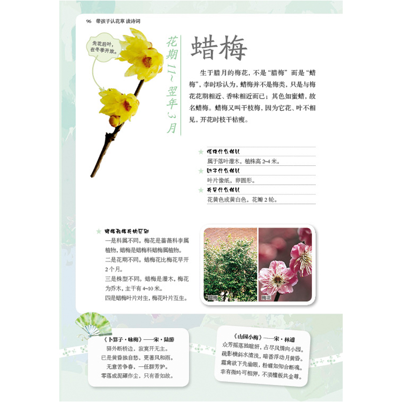 [正版]带孩子认花草 读诗词 早教亲子唐诗宋词 古诗词大全集国学经典书籍宋词三百首古诗词中国诗词大会古诗词鉴赏高清大图