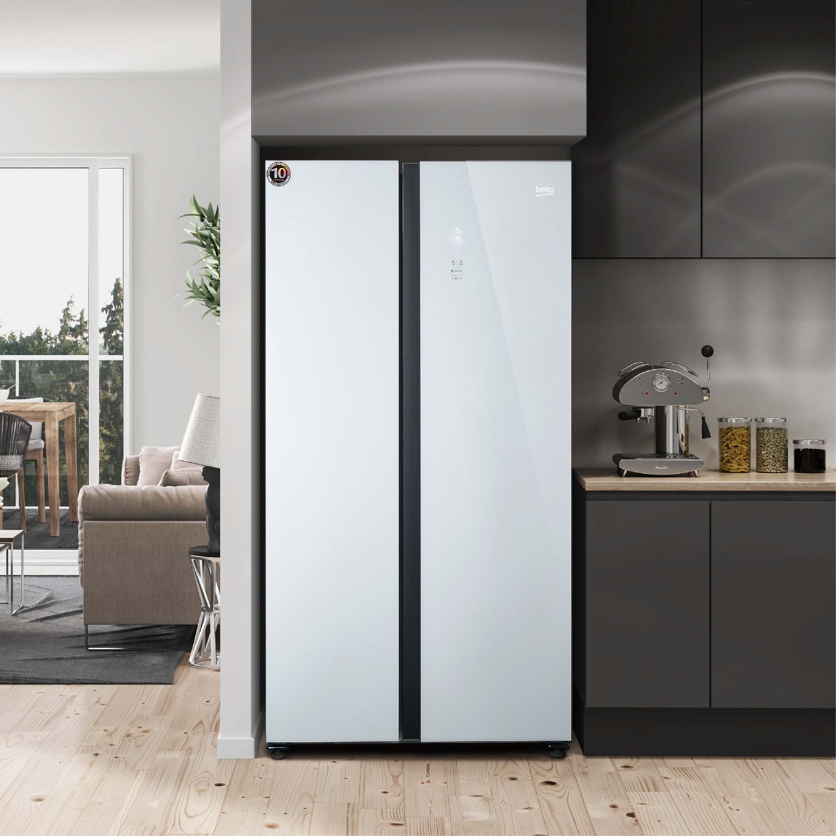 倍科对开门冰箱gn1546bg