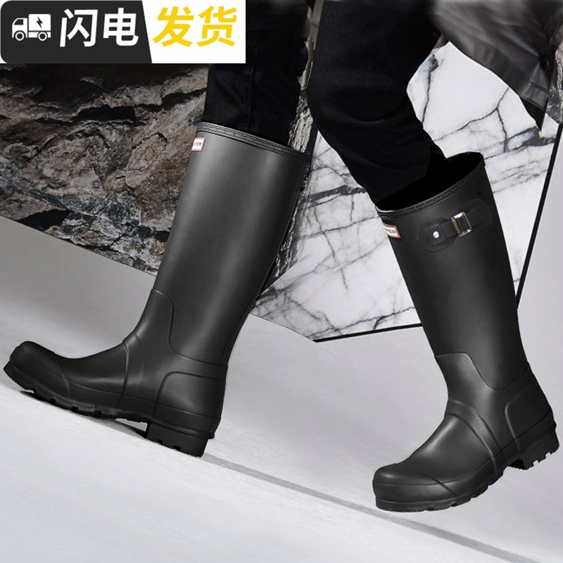 英伦全地形男士中高筒雨鞋时尚雷钓鱼雨靴鞋套鞋胶鞋防启如