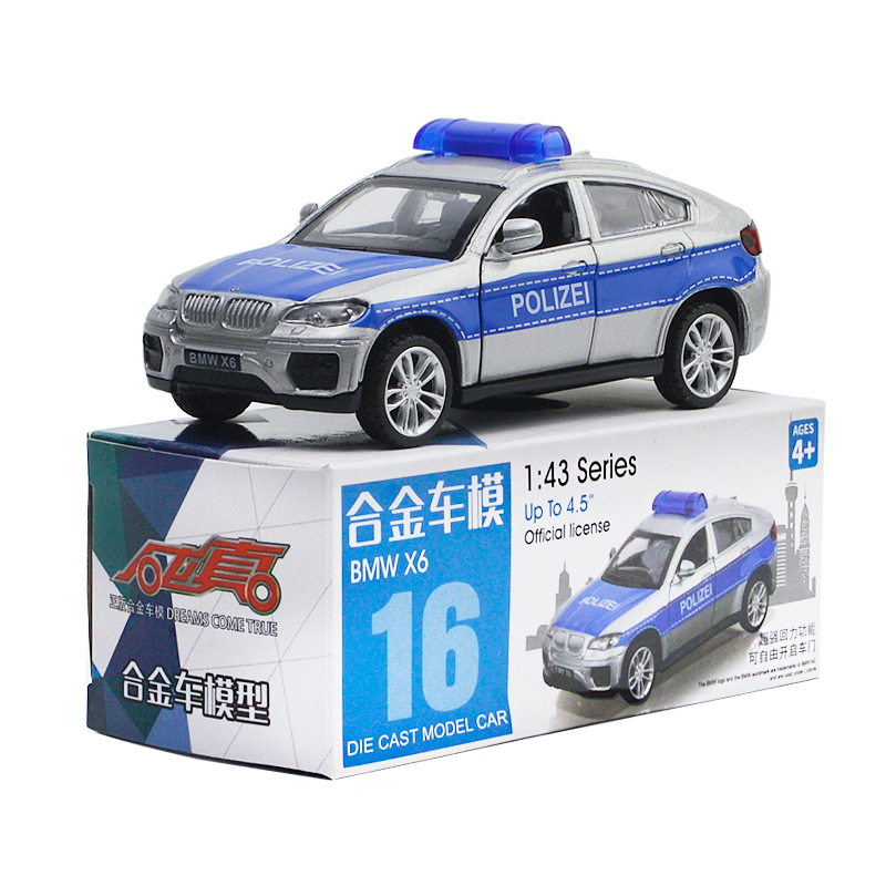 彩珀合金模型车670-16宝马x6 警车颜色随机
