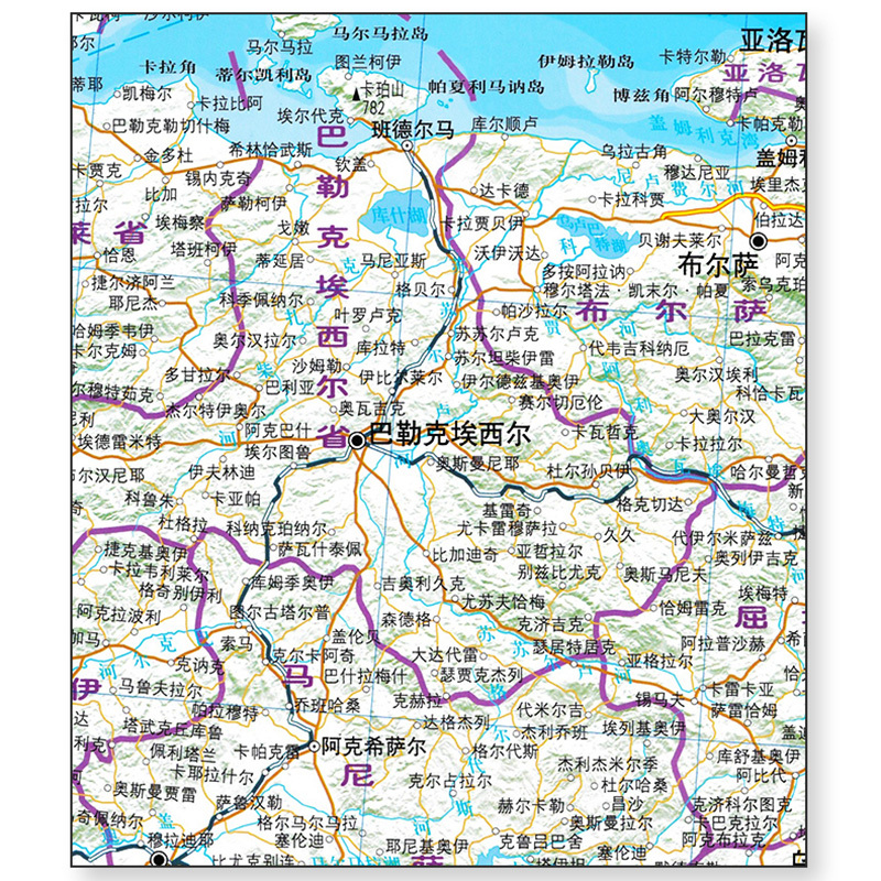 [正版]土耳其 塞浦路斯 世界分国地理图 精装袋装 双面内容 加厚覆膜防水 折叠便携 约118*83cm 自然文化交