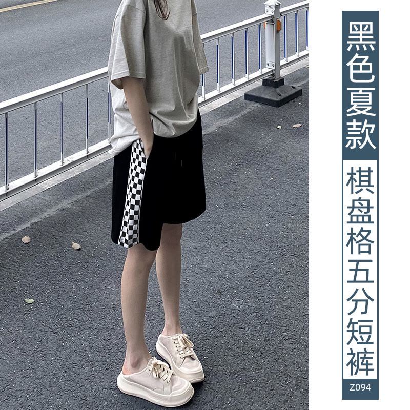 樵JIAO夏女薄款棋盘格子休闲阔腿裤五分中裤028-RT-Z094图片