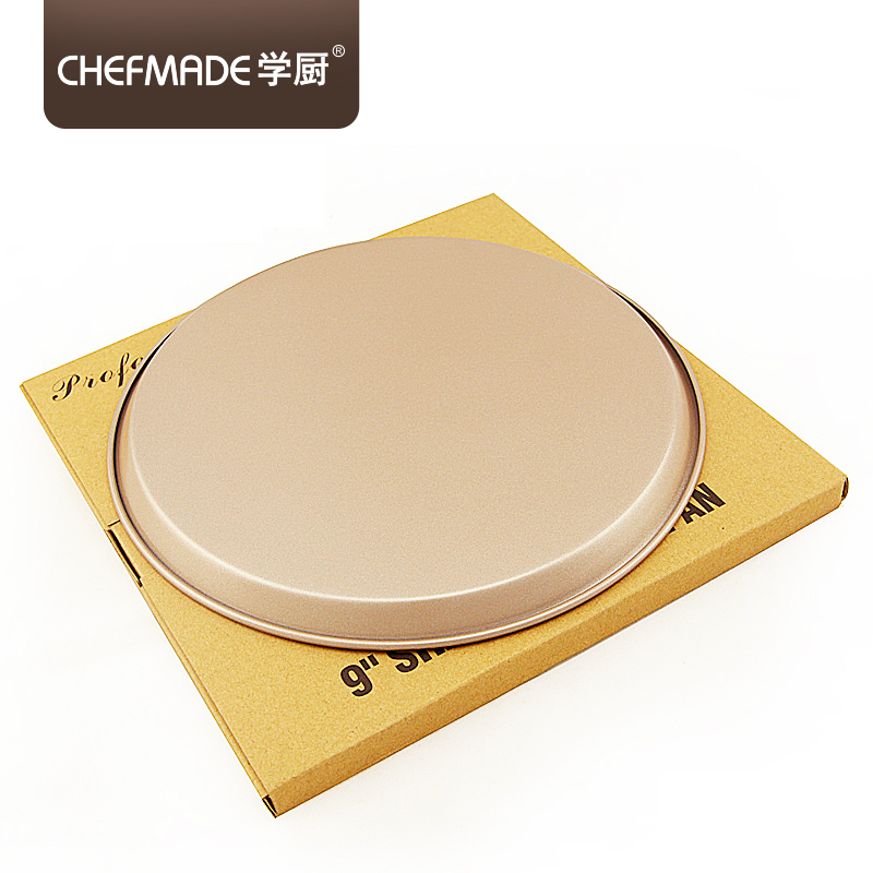 学厨 CHEFMADE 烘焙模具 金色9寸不粘披萨浅款盘披萨圆形烤盘 厨房工具WK9043