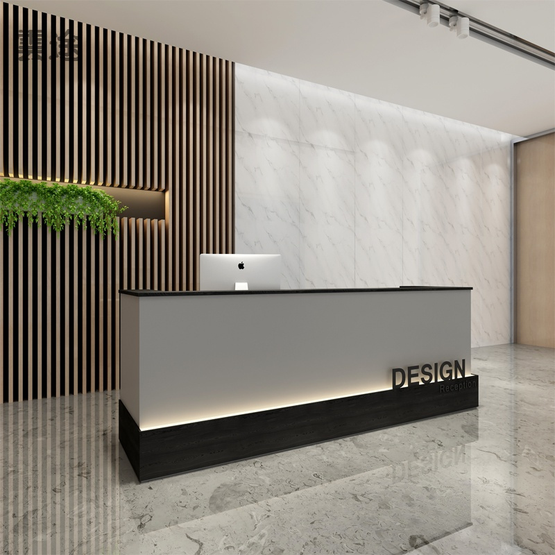 公司前台接待台现代简约服装店柜台院健身房舞蹈室吧台收银台定制灰色