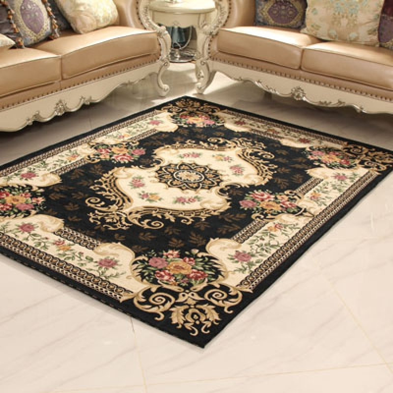 美帮汇欧式地毯客厅简约现代沙发地毯茶几毯卧室床边地毯家用满铺可机洗 165深蓝 120×180cm