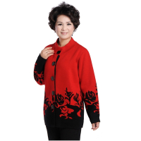 2016中老年妈妈女装羊绒衫 提花秋冬装外套老年人毛衣加厚
