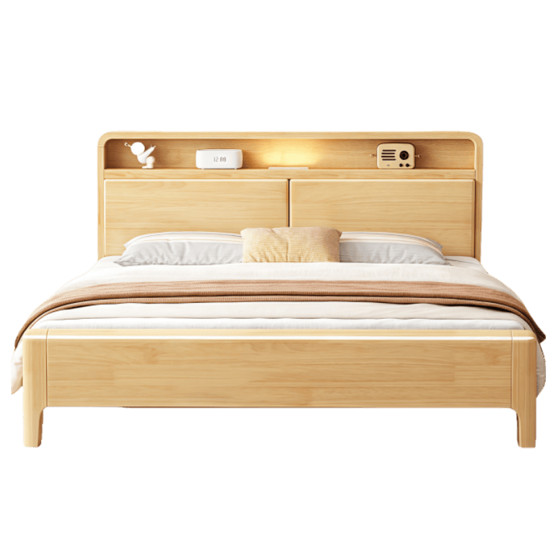 鑫木樽床1.5m原木色+床垫套高清大图