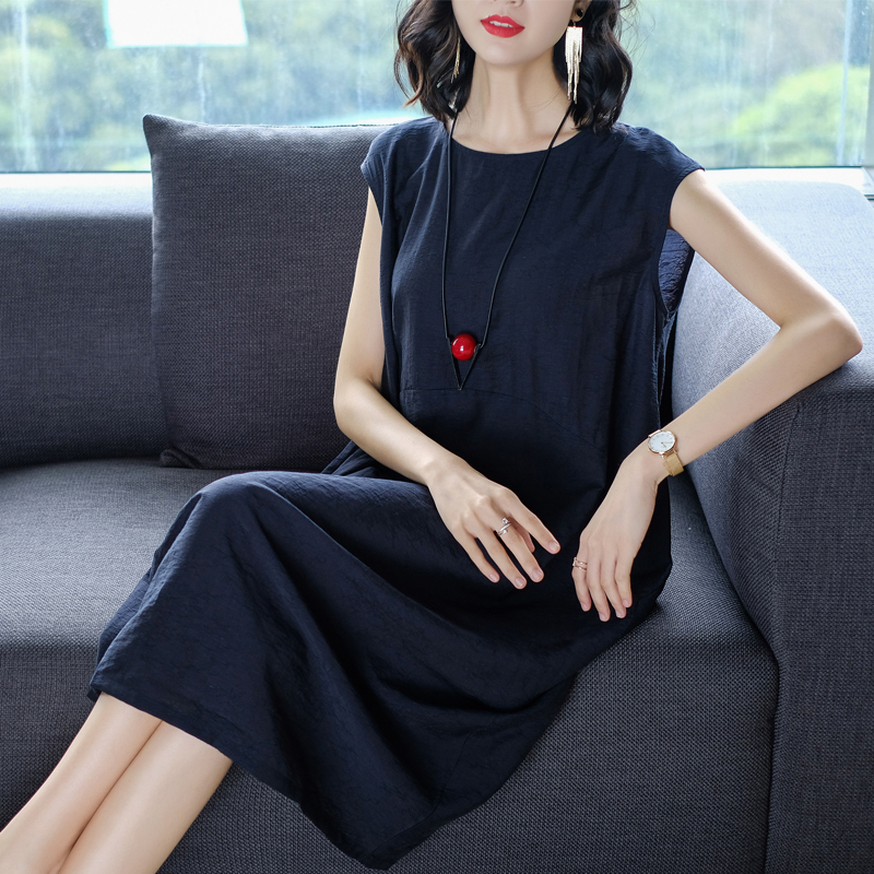 女款裙子2018新款女夏中长款藏肉连衣裙洋气妈妈裙子宽松