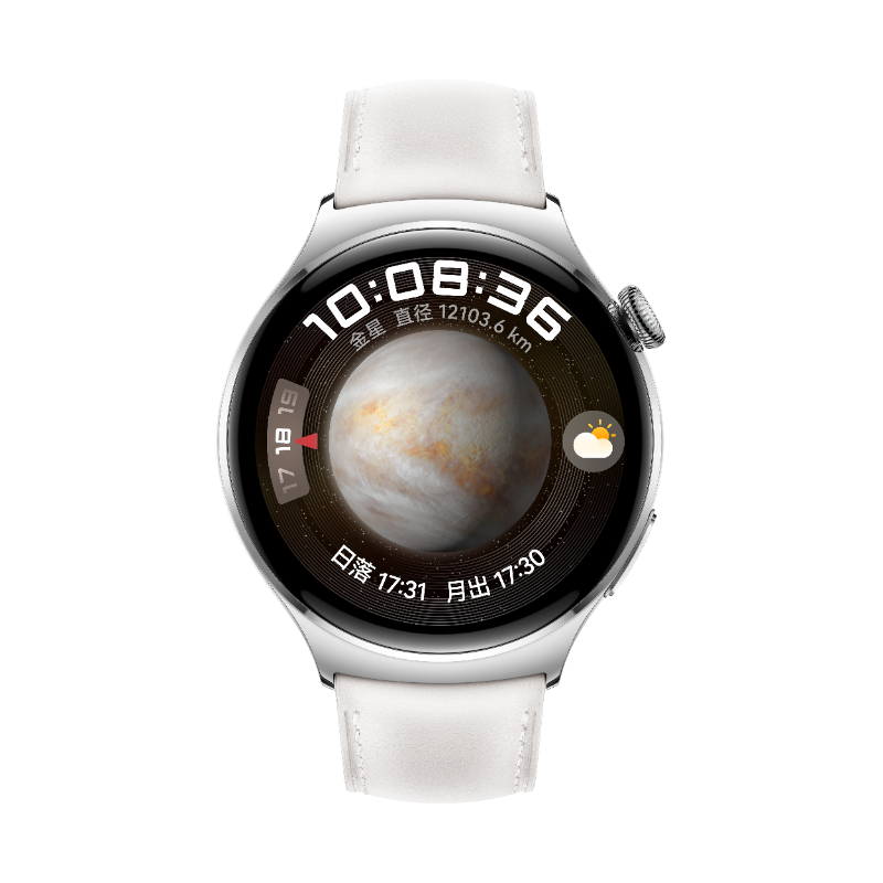 华为/HUAWEI WATCH 4 46mm 金星白 不锈钢表壳 白色真皮表带 智能运动蓝牙手表 微信手表版 eSIM4G独立通话 高血糖风险评估研究 ECG心电分析高清大图