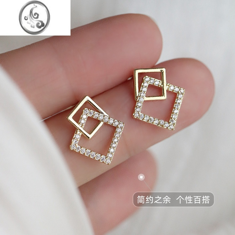 JiMi几何s925银银耳环小众设计高级感耳钉耳饰女个性2023年新款潮洋气
