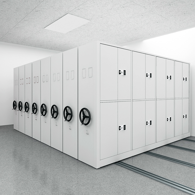 柜手摇式轨道密集架文件柜可定制灰白色国保锁移动档案柜每立方视频