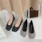述雅软底平底鞋女2022年春季新款英伦风网红一脚蹬浅口豆豆鞋潮