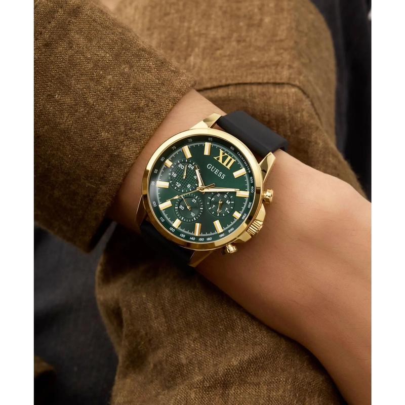 GUESS男款石英计时表绿盘时尚休闲腕表高清大图