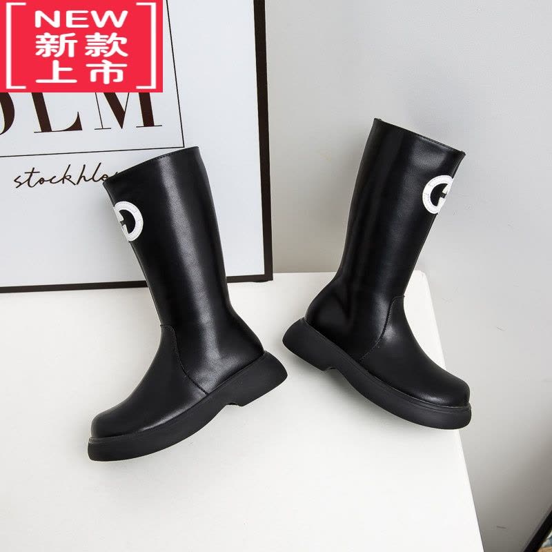 可莉允C家洋气小香风靴儿童靴女童欧版高筒中长靴长筒马丁加绒靴子图片