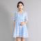 迪鲁奥(DILUAO)孕妇装夏孕妇连衣裙 夏季天女装潮妈怀孕妇装中长款格子连衣裙孕妇裙B309-19.9 蓝色