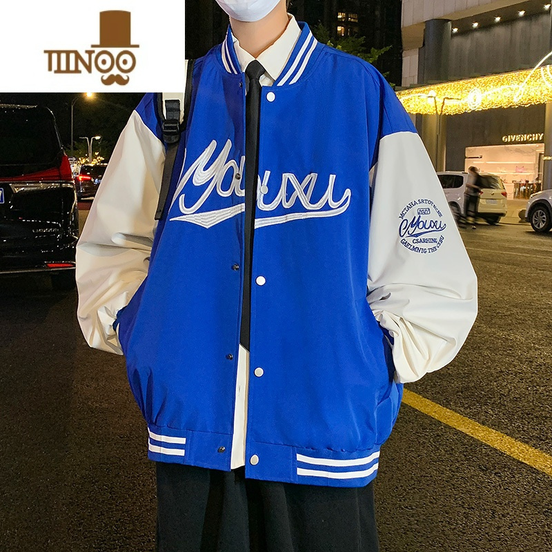 YANXU青少年棒球服外套男士23新款宽松刺绣男生休闲夹克上衣服