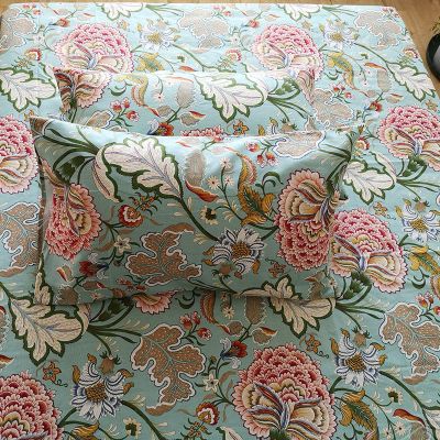 宫廷绿24米宽幅帆布风复古布料花布桌布沙发窗帘加厚棉麻面料
