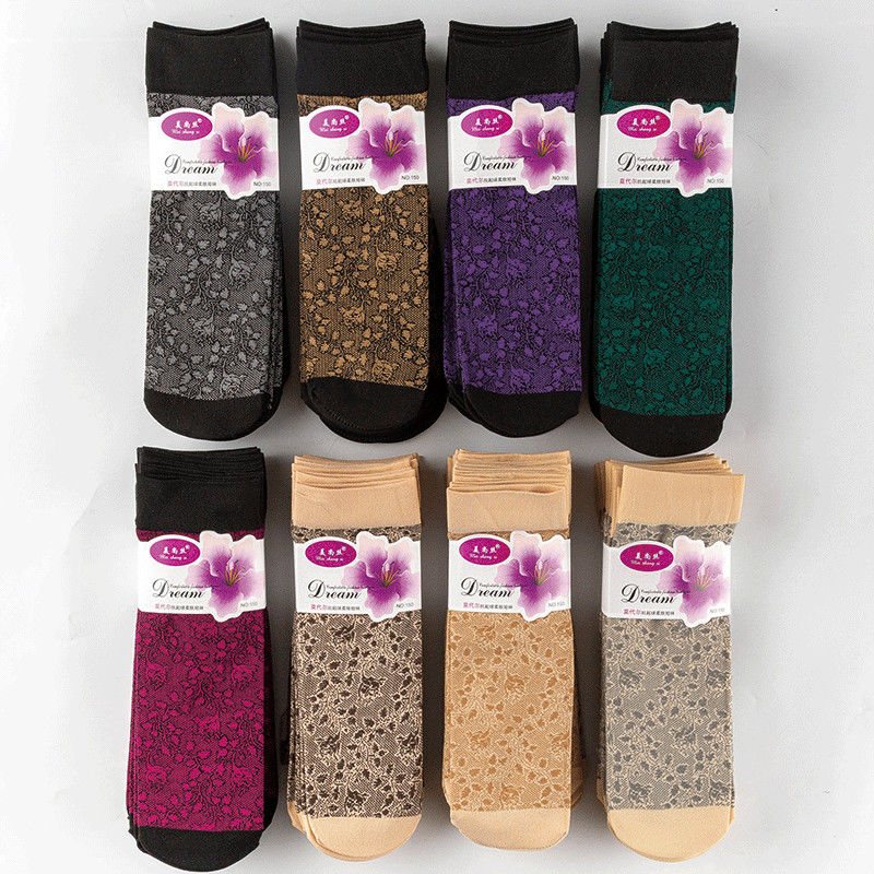 中老年人袜子印花丝袜提花袜子奶奶袜厚丝袜妈妈雍容华贵织花女袜