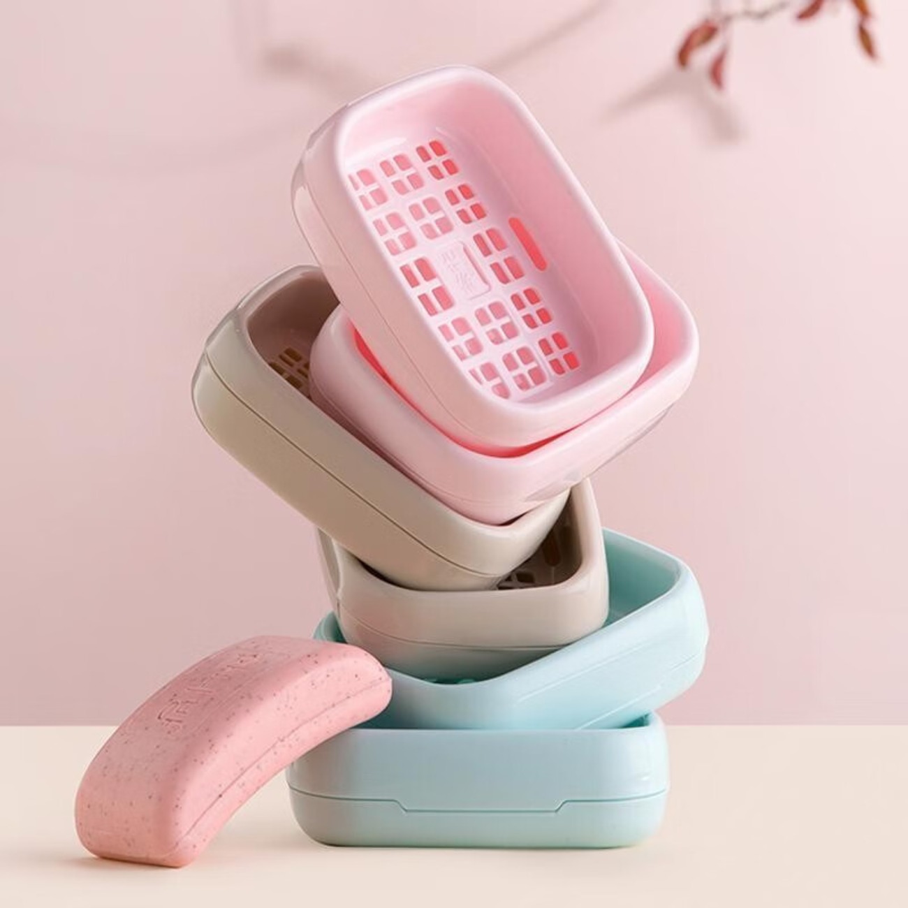 茶花(CHAHUA) 大号双层香皂架盒 墩墩无盖皂盒黄色、蓝色尺寸:15*10.6*3.7高清大图