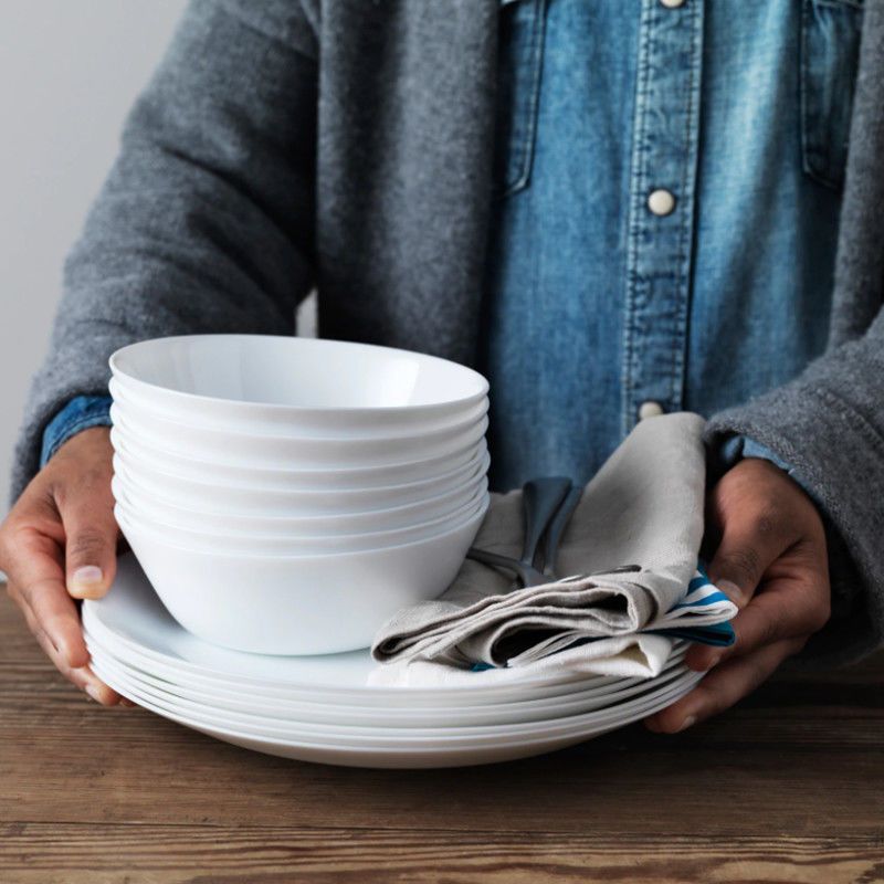 宜家奥夫塔碗系列钢化玻璃北欧风碗碟盘饭碗白色小清新饭碗70429946