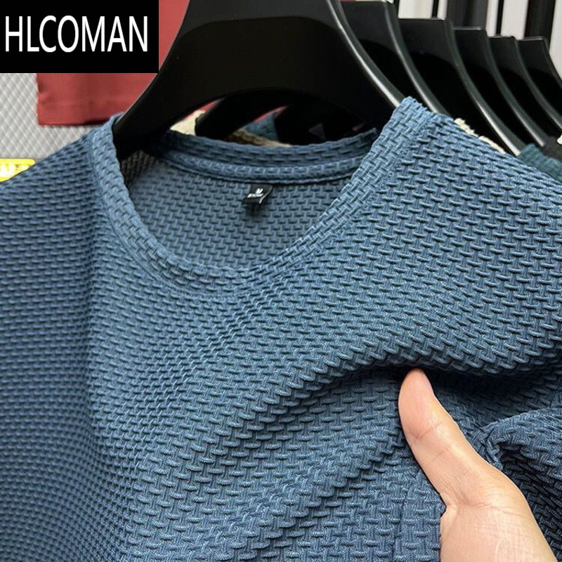HLCOMAN冰丝速干男t恤夏季男士短袖网眼透气运动半袖大码跑步健身上衣服