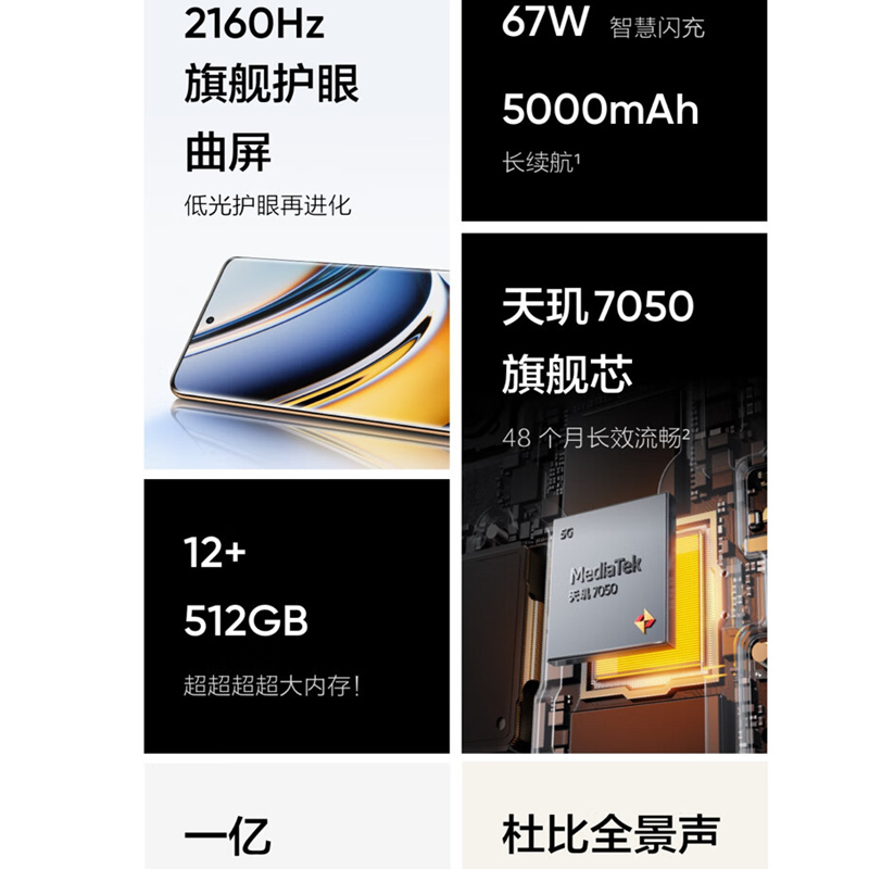 realme真我11pro12gb512gb星夜黑1亿像素相机天玑7050旗舰芯67w快充