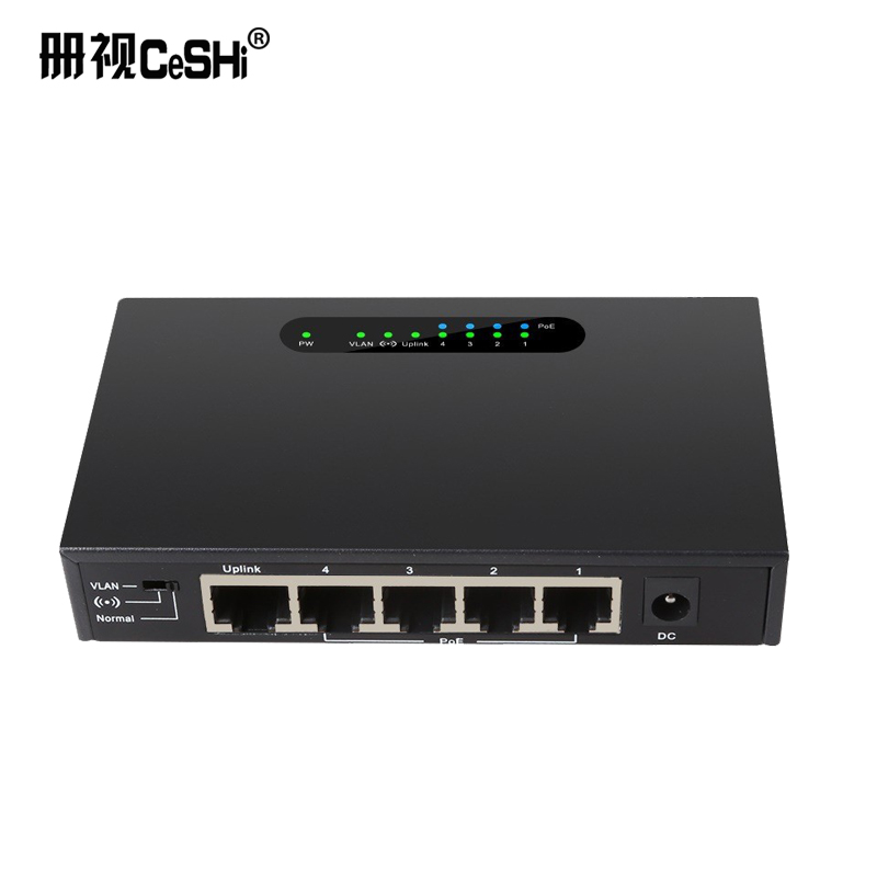 5口标准POE交换机4路网络供电交换机52V65W带监控摄像头TXE104台高清大图
