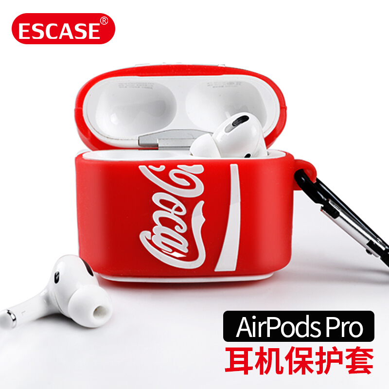 ESCASE AirPods Pro保护套苹果3代蓝牙无线耳机硅胶套防丢苹果蓝牙无线耳机收纳盒送登山扣 红色瓶装