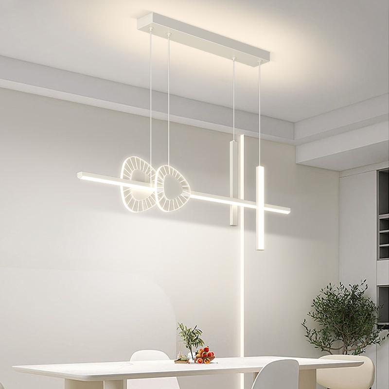 现代简约高级感护眼餐厅吊灯2023年新款极简长条饭厅餐桌吧台灯具新款