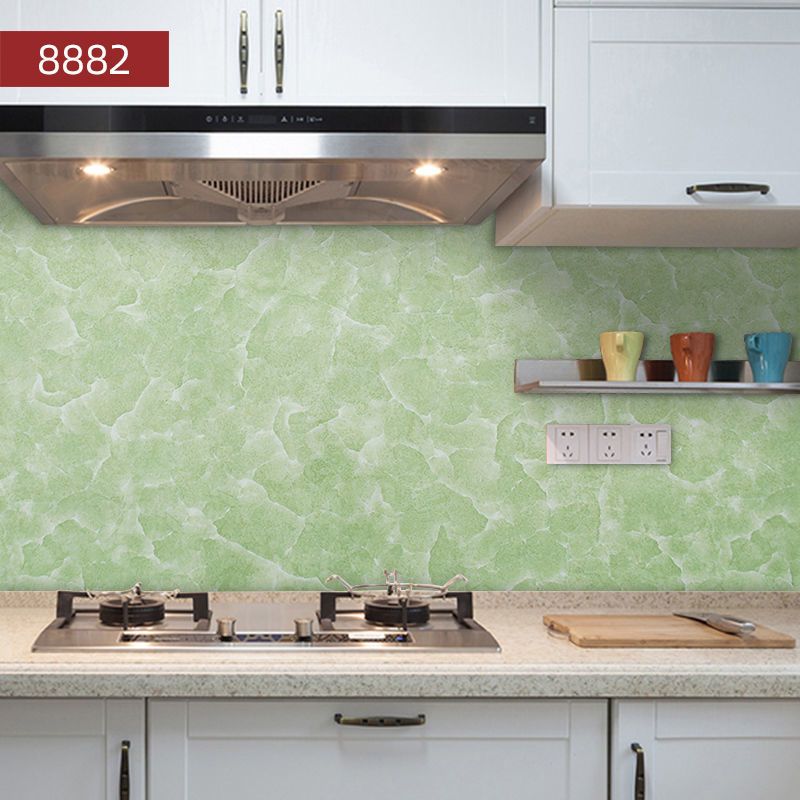 厨房防油贴纸自粘防水烟防火耐温油烟机墙纸柜灶台后墙壁用|8882加厚[新款大理石纹] 5米*60cm宽[送美工刀+刮板]