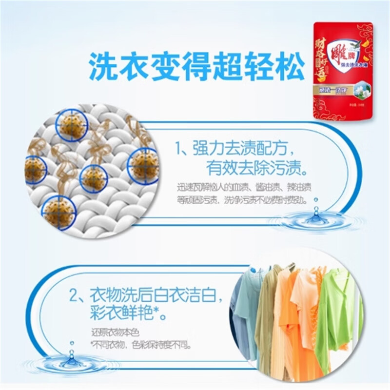 雕牌强效去渍洗衣液518g*2袋高清大图
