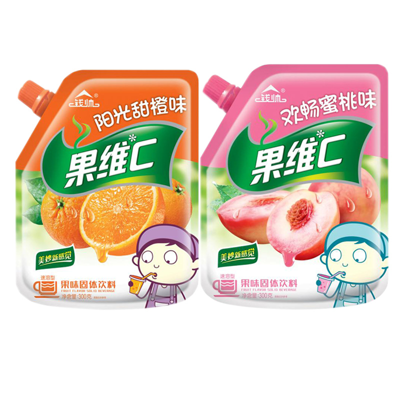 钱帅果味固体饮料果维C果珍果汁粉速溶饮料粉300g夏天冲水喝的饮品桔子粉80后怀旧橙汁粉菠萝味