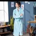 薄款情侣睡袍秋冬天加绒加厚女士家居服浴衣长款性感袍男士浴袍 2XL建议140-160斤 天蓝色普袍