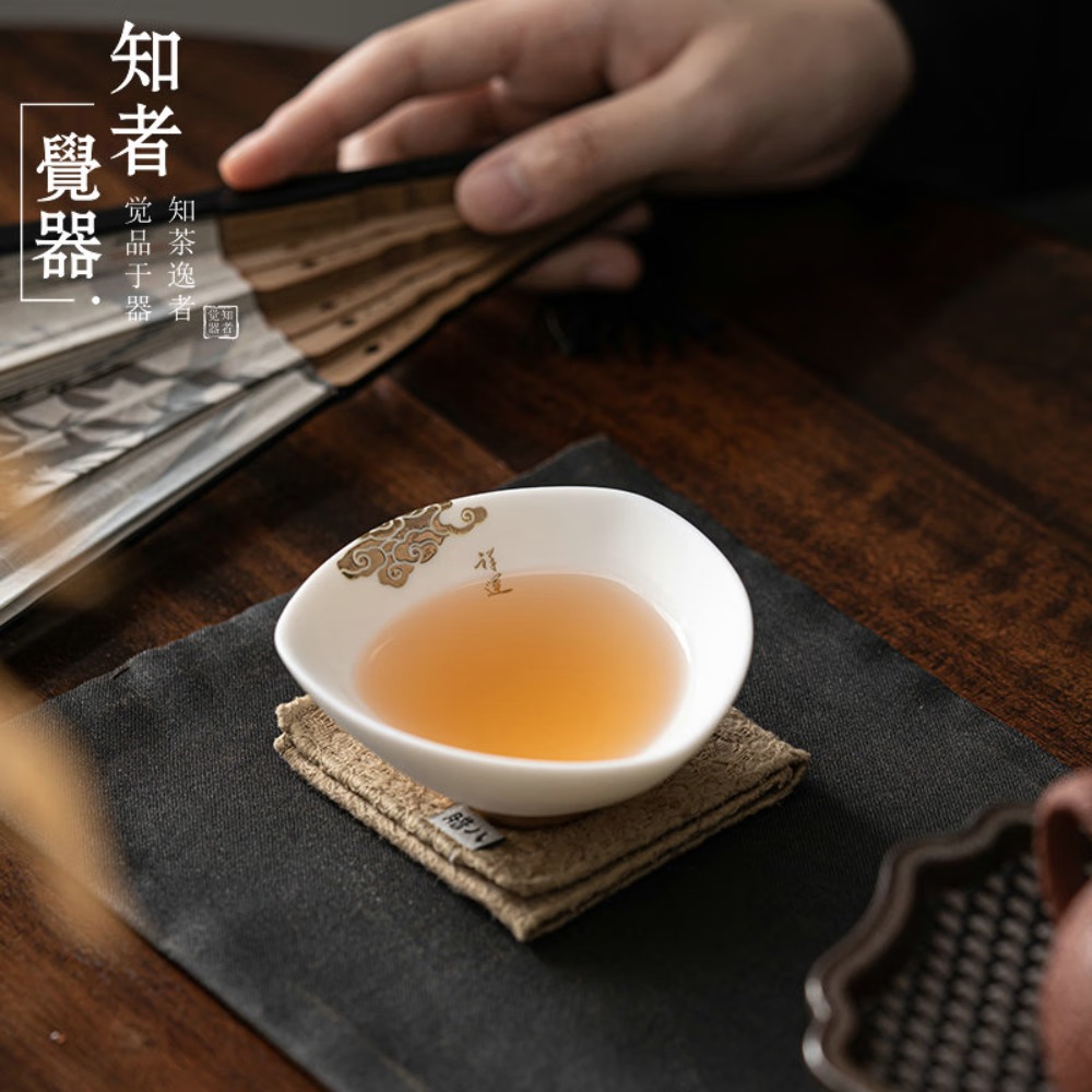 知者觉器-[祥运]茶具套装品茗杯功夫茶具家用主人杯单杯小号陶瓷茶杯 祥运羊脂玉瓷主人杯 1只高清大图